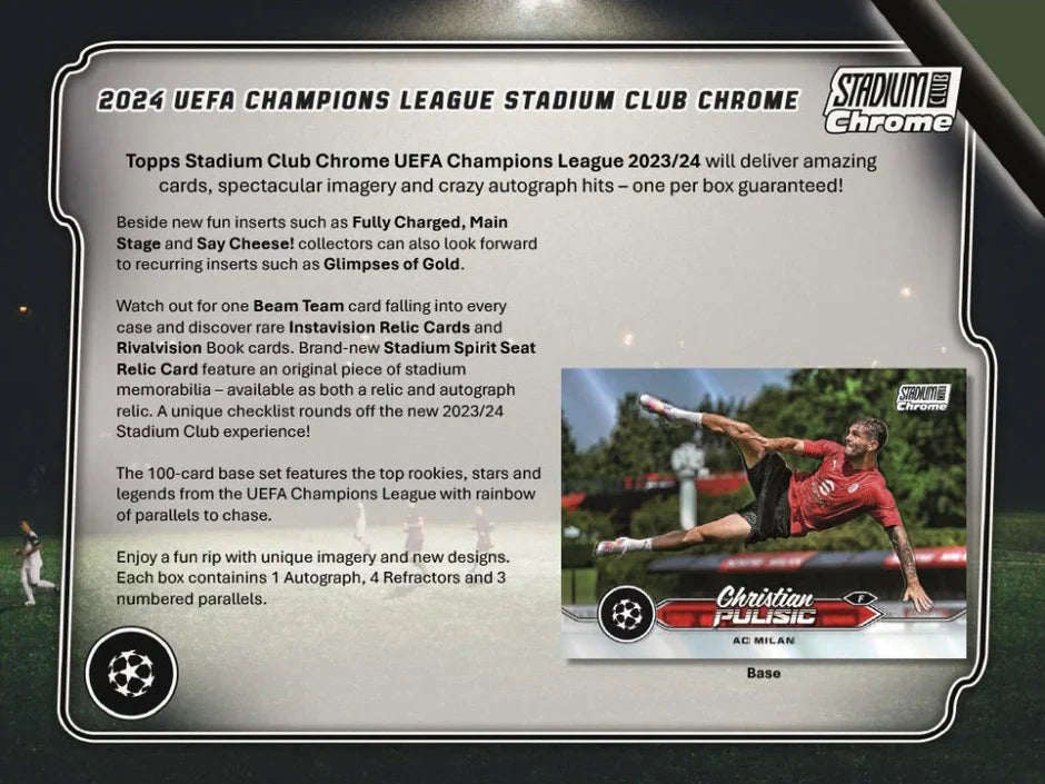 2023-24 Topps Stadium Club Chrome UEFA Club Competitions Hobby Box