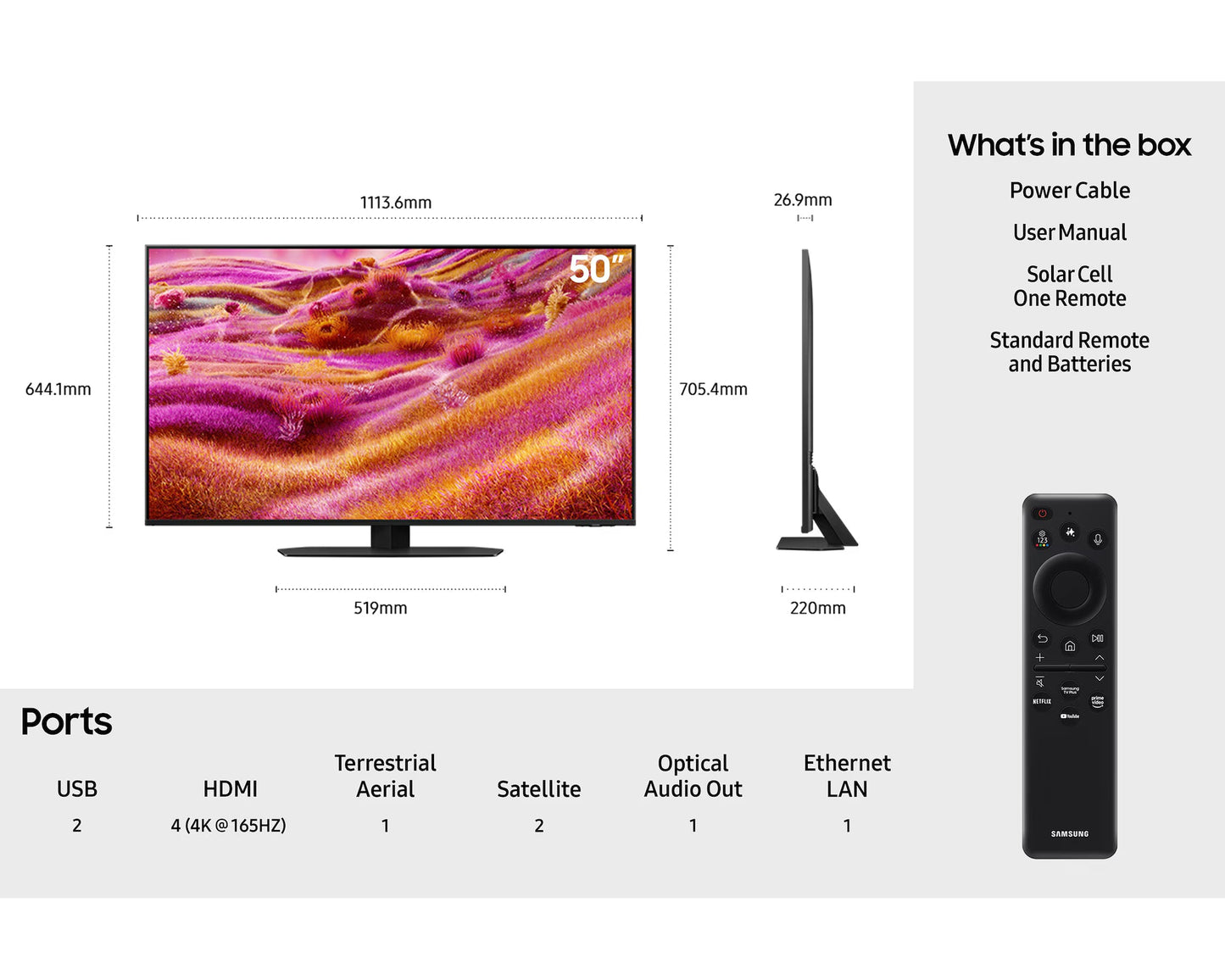 Samsung QE50QN93F 50" Neo QLED QN93F Mini LED HDR 4K Ultra HD Smart AI TV