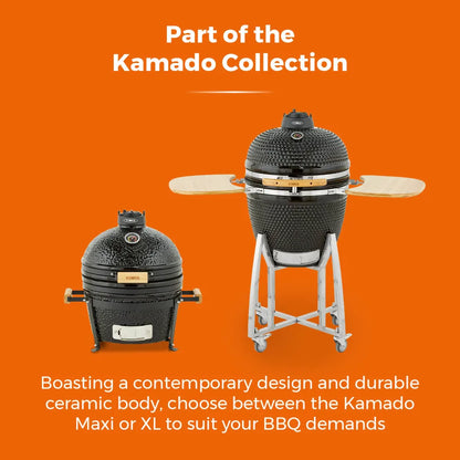 Tower Kamado XL Ceramic Charcoal BBQ with Collapsible Wooden Shelves T978532