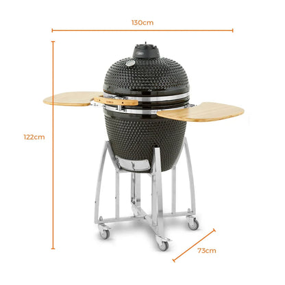Tower Kamado XL Ceramic Charcoal BBQ with Collapsible Wooden Shelves T978532