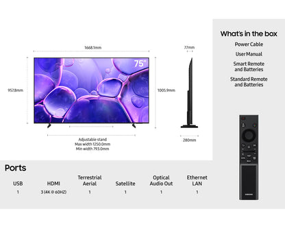 Samsung UE75U8020F 75" LED HDR 4K Ultra HD Smart TV
